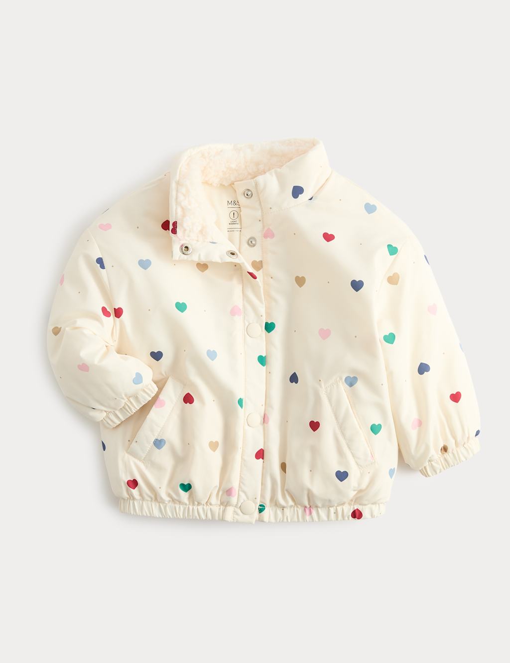 M&S Girls Lightweight Heart Print Padded Jacket (0-5 Yrs) - 4-5 Years - Multi