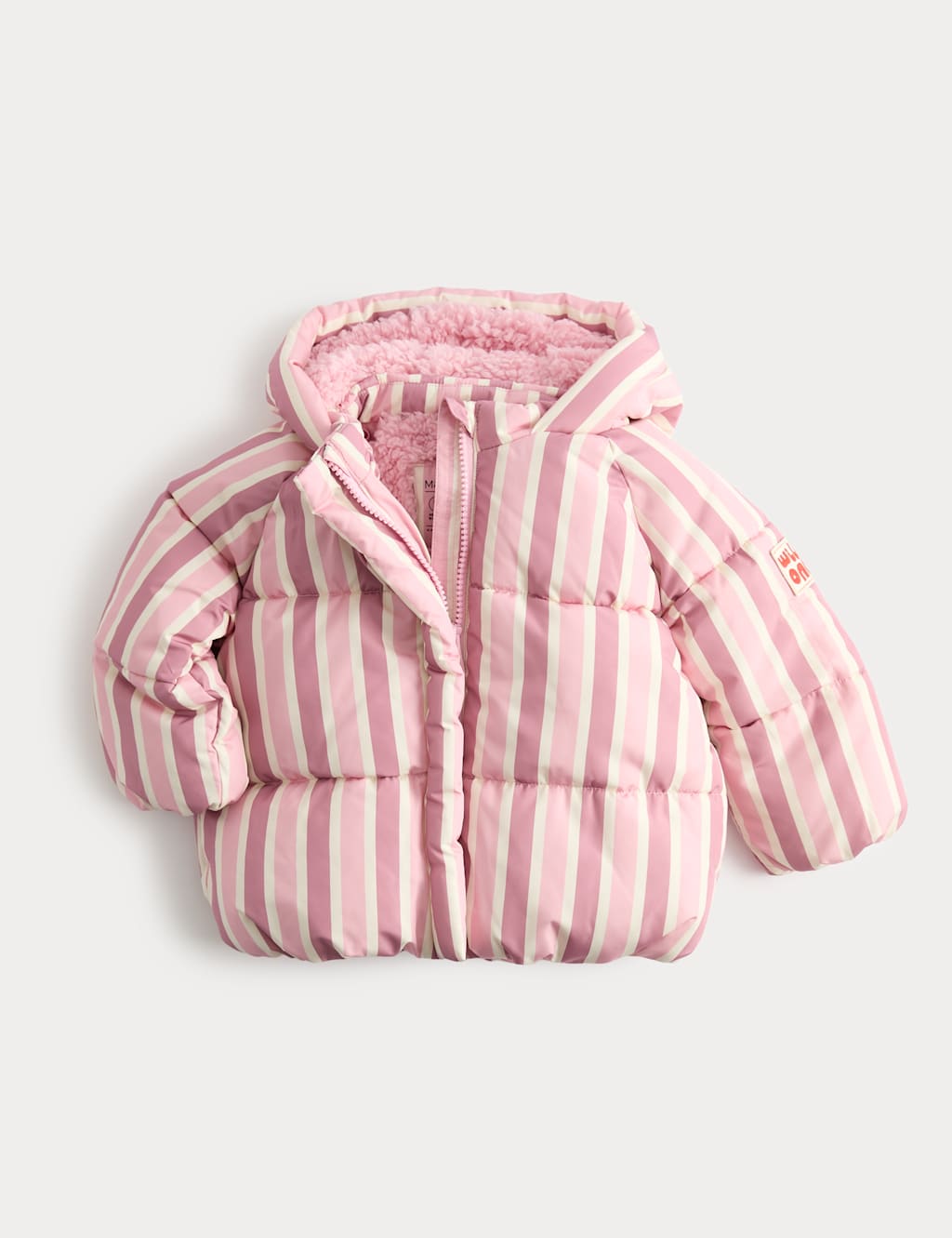 M&S Girls Striped Midweight Padded Coat (0-5 Yrs) - 4-5 Years - Pink Mix