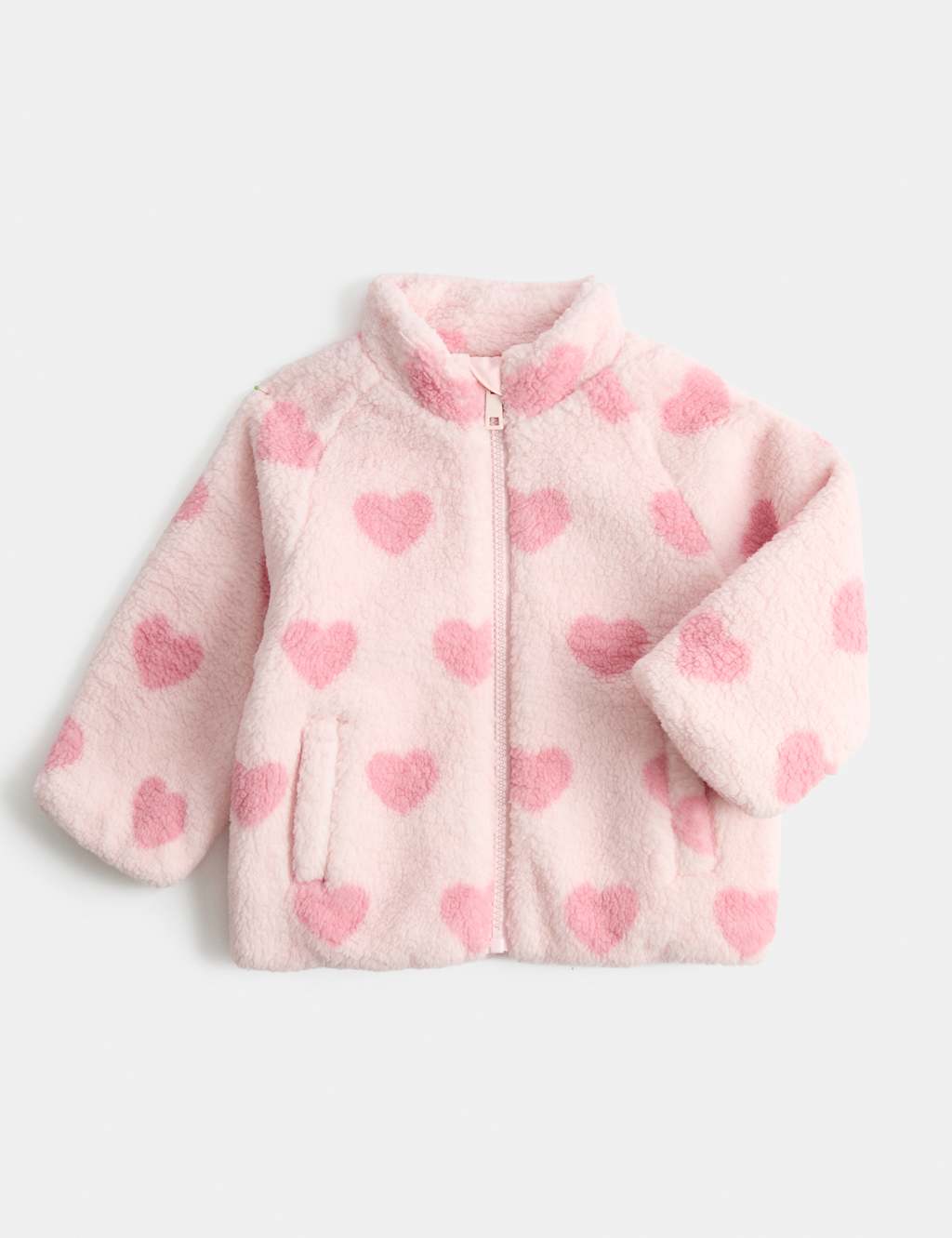 M&S Girls Heart Borg Jacket (0-5 Yrs) - 18-24 Months - Pink