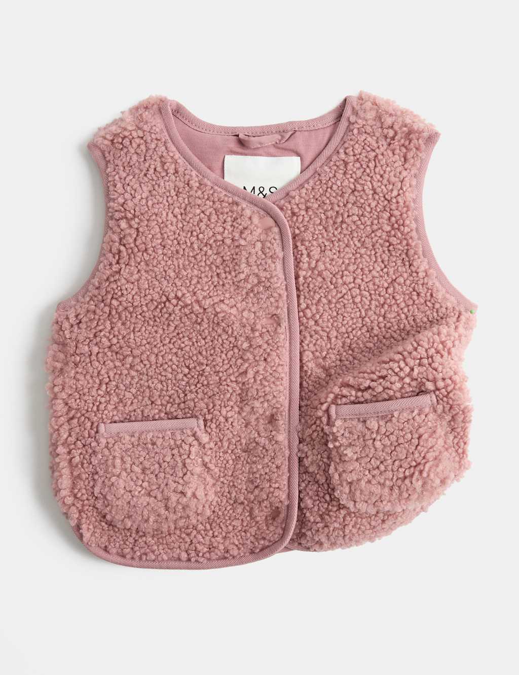 M&S Girls Borg Gilet (0-5 Yrs) - 9-12 Months - Pink