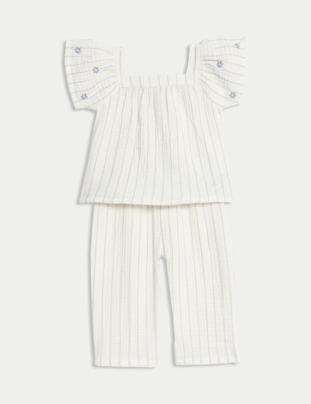 Pure Cotton Striped Floral Outfit (0-6 Yrs)