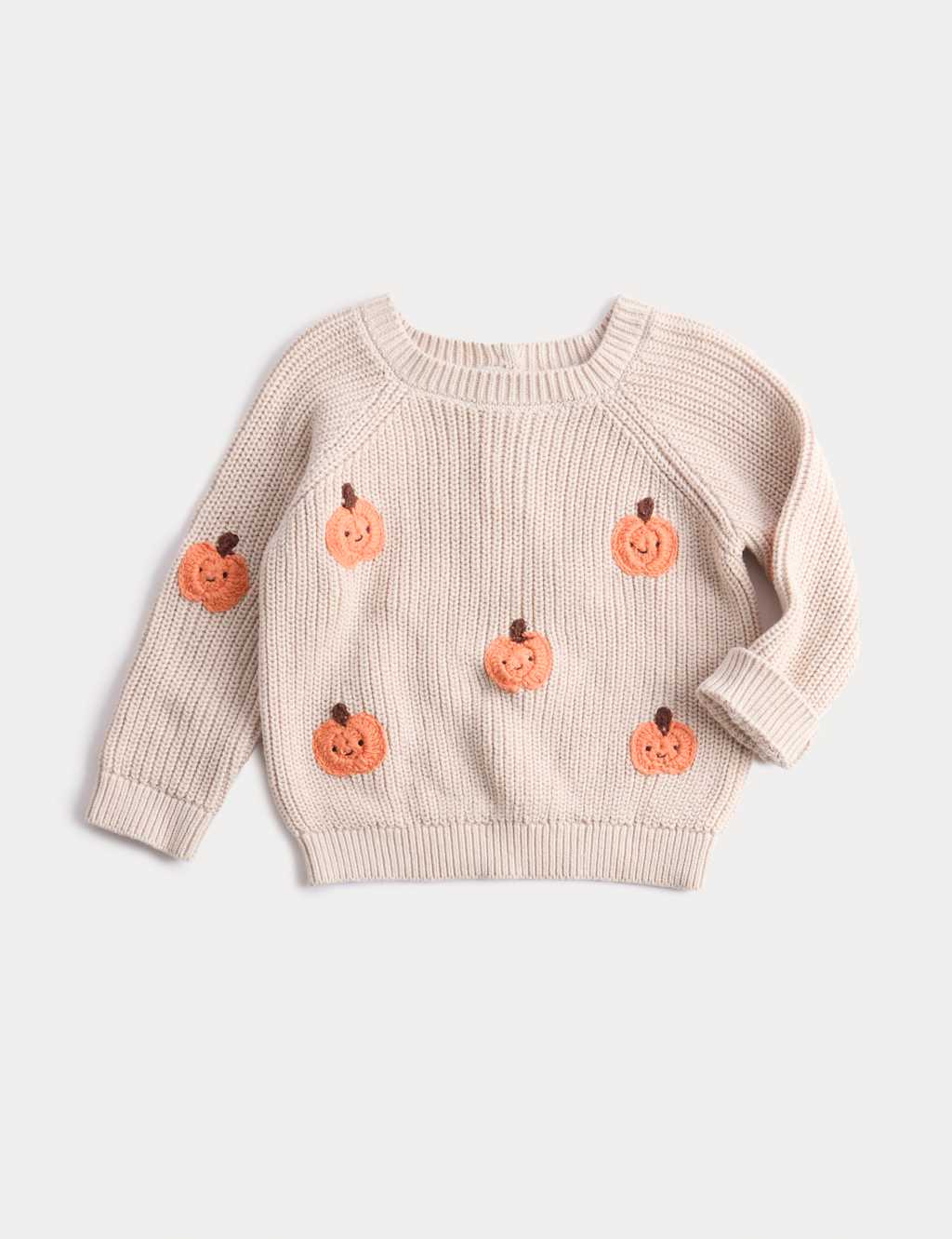 M&S Collection Girls Pure Cotton Pumpkin Knitted Jumper (0-6 Yrs) - 12-18 - Calico, Calico