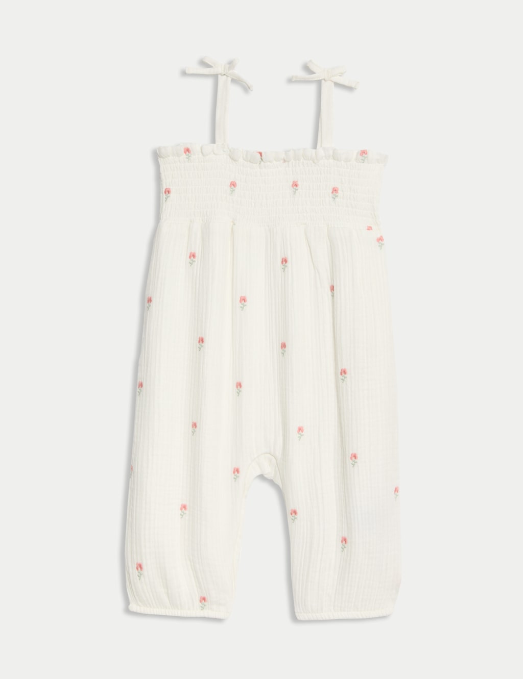 Pure Cotton Floral Romper with Bow Straps (0 Mths-3 Yrs)
