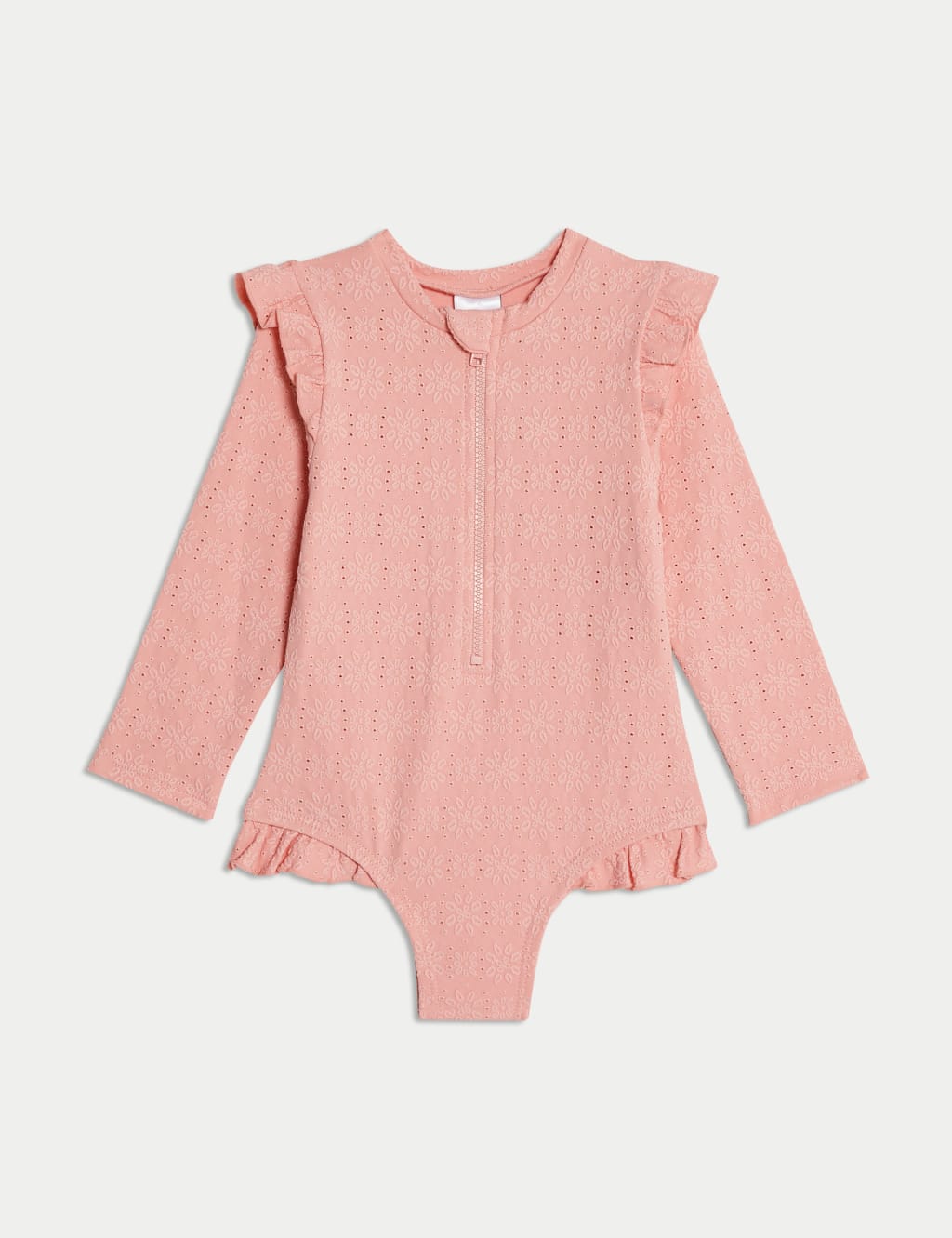 Broderie Zip Long Sleeve Swimsuit (0-3 Yrs)