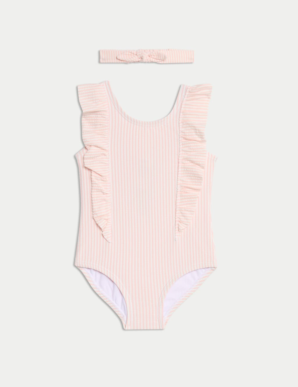 2pc Striped Seersucker Swimsuit & Headband (0 Mths-6 Yrs)