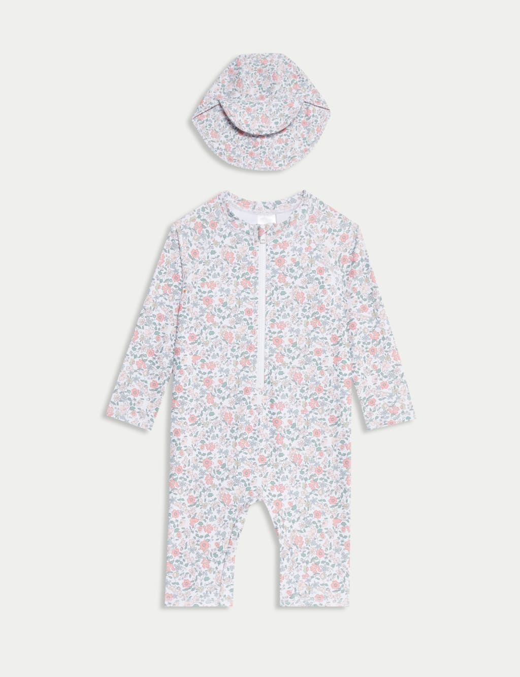 2pc Sunsafe Floral Swimsuit & Hat Set (0-6 Yrs)