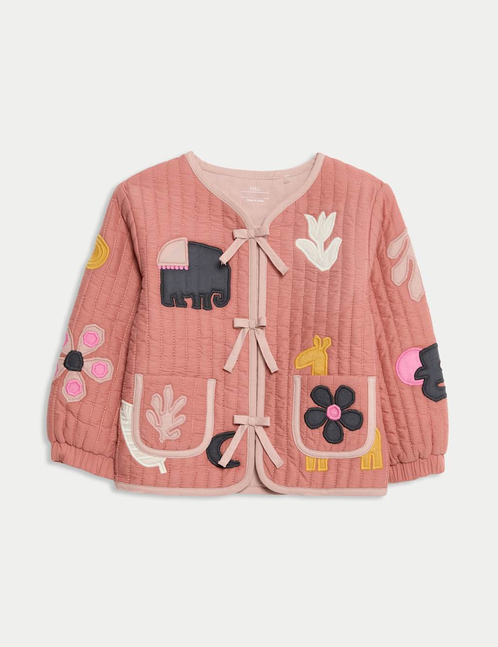 M&S Pure Cotton Safari Quilted Jacket (0-3 Yrs) Pink Mix