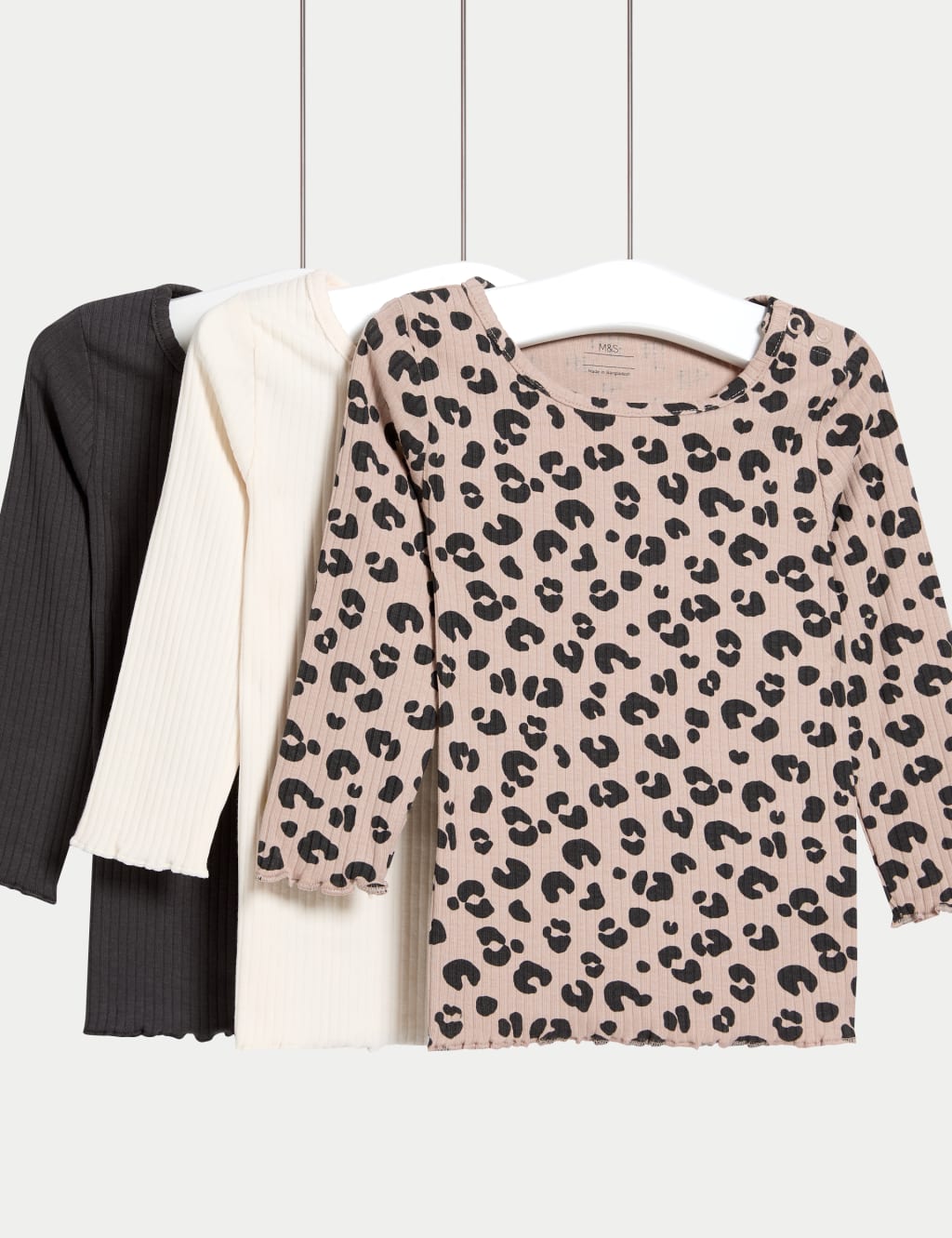 3pk Cotton Rich Animal Print & Plain Tops (0-3 Yrs)