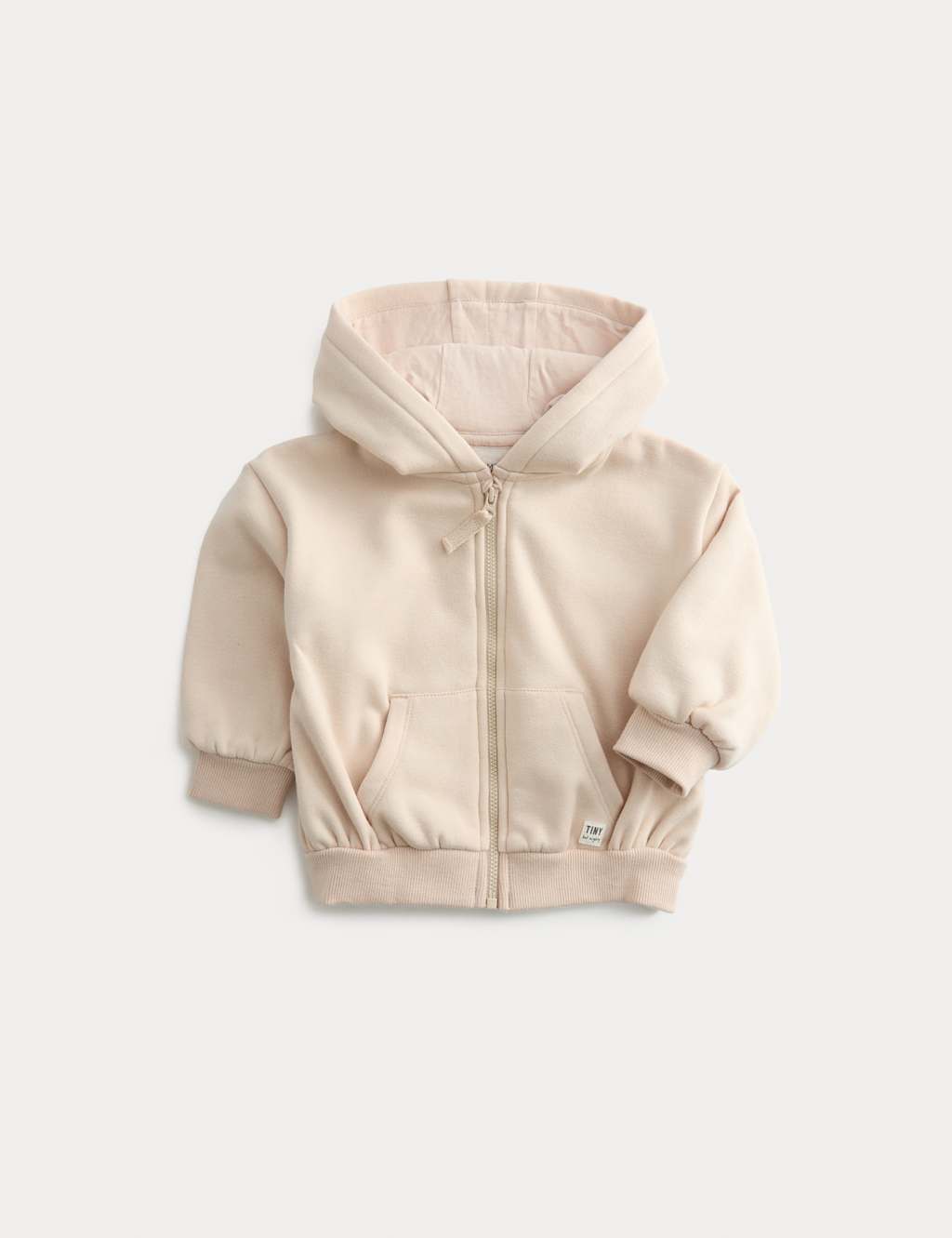 M&S Cotton Blend Fleece Lined Zip Up Hoodie (0-3 Yrs) Cream