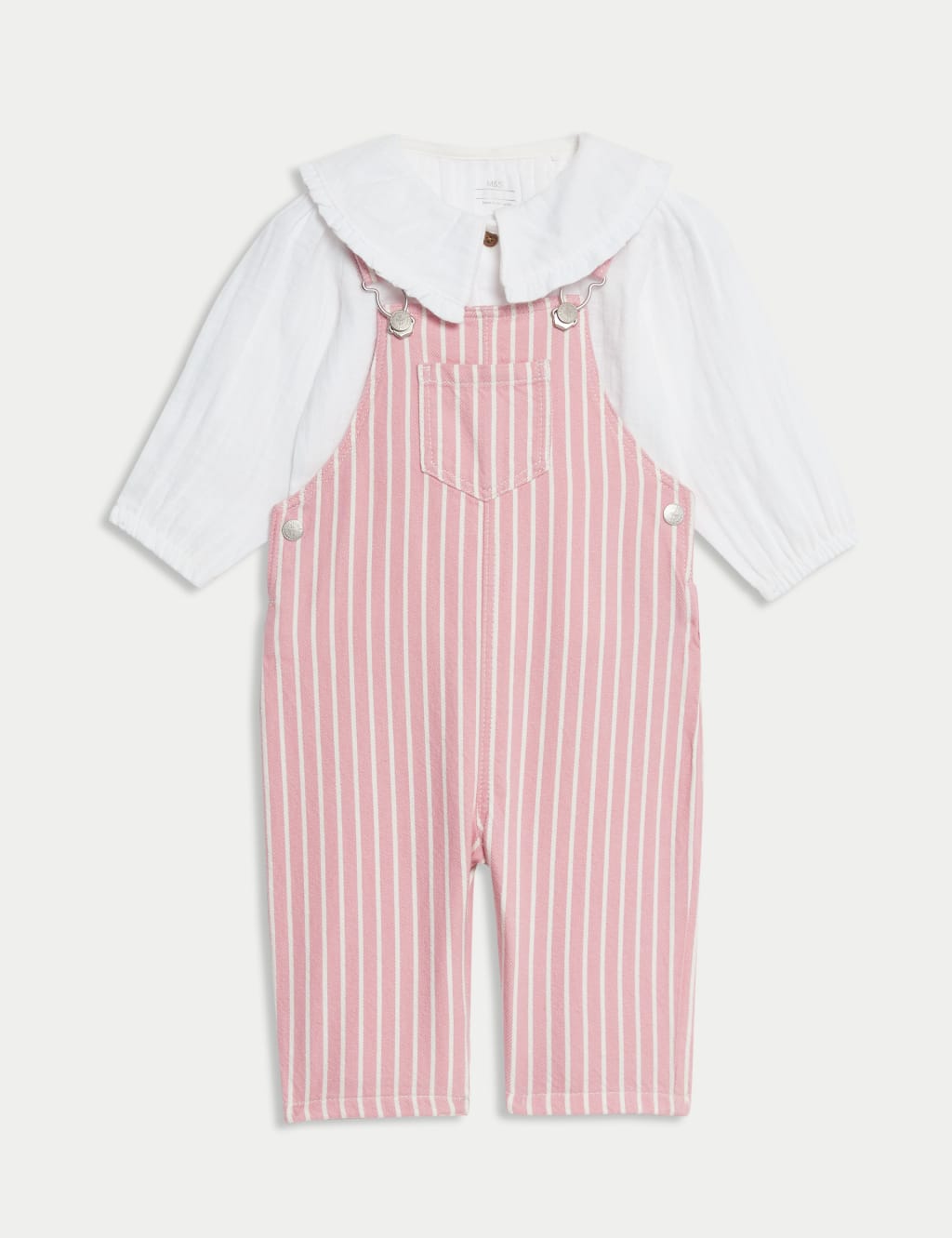 2pc Pure Cotton Striped Dungarees Outfit (0-3 Yrs)