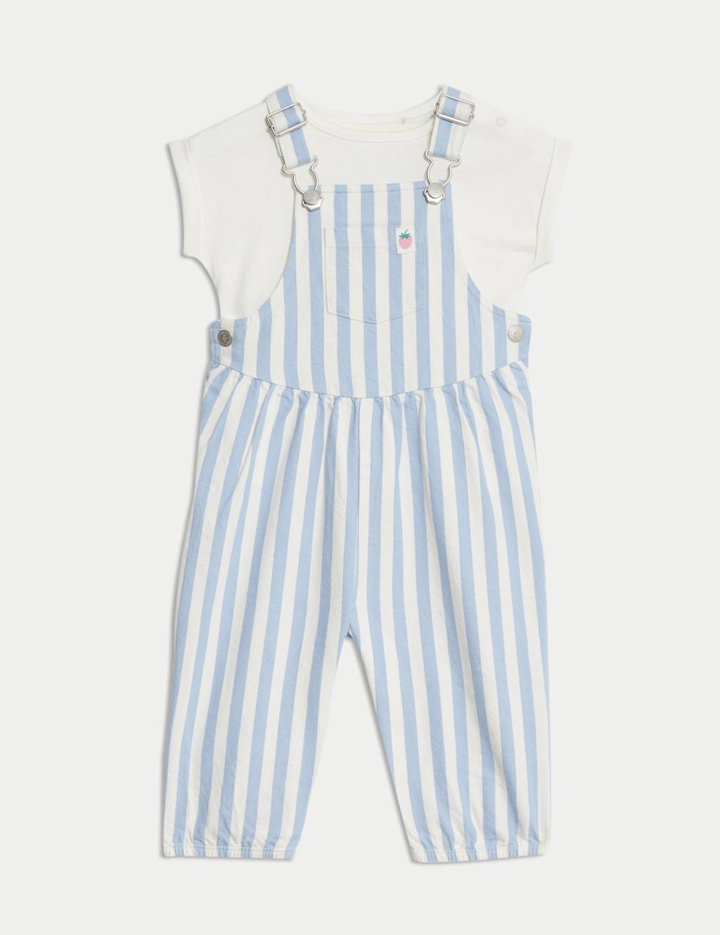 2pc Pure Cotton Striped Dungarees (0-3 Yrs)