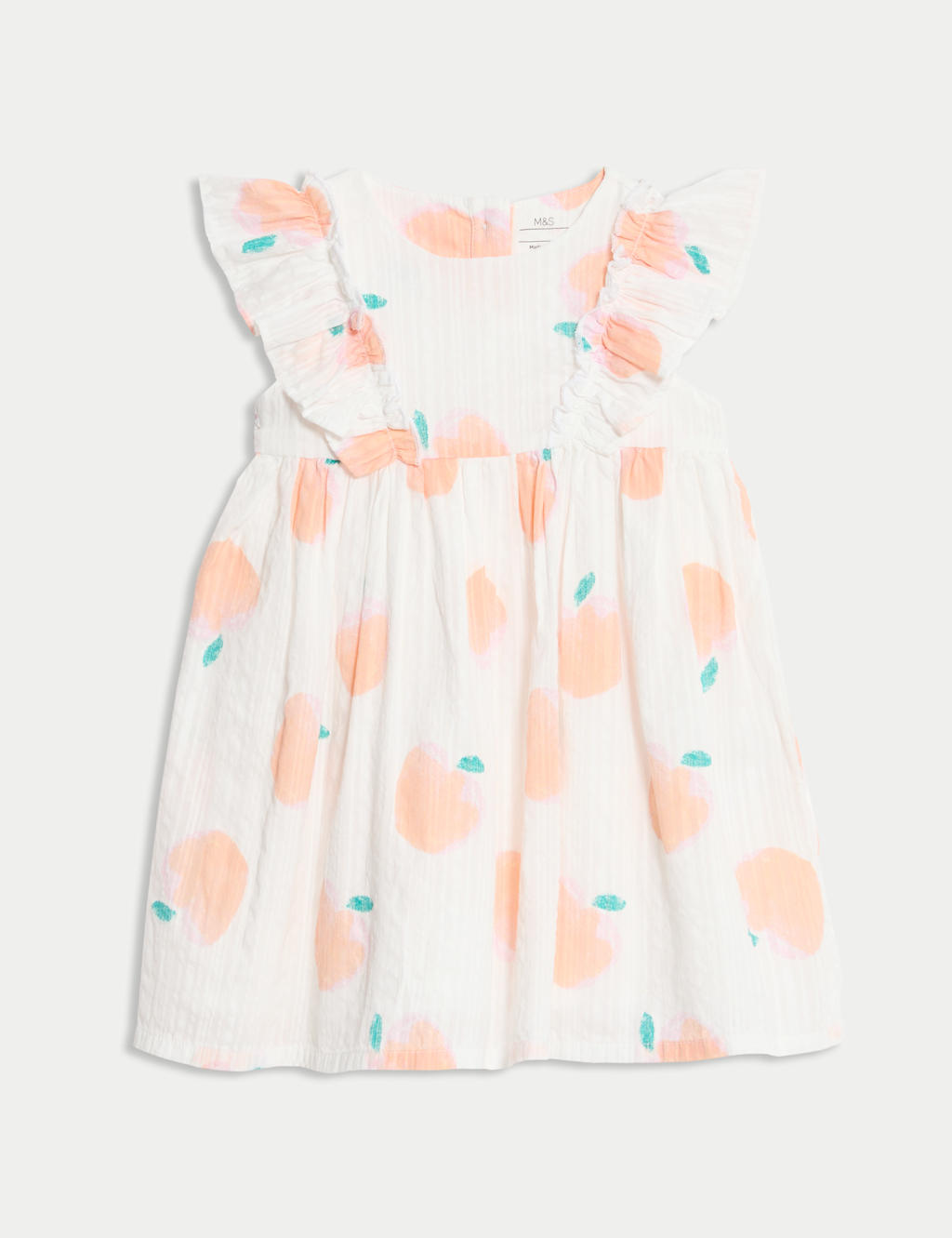 Pure Cotton Seersucker Peach Dress (0-3 Yrs)