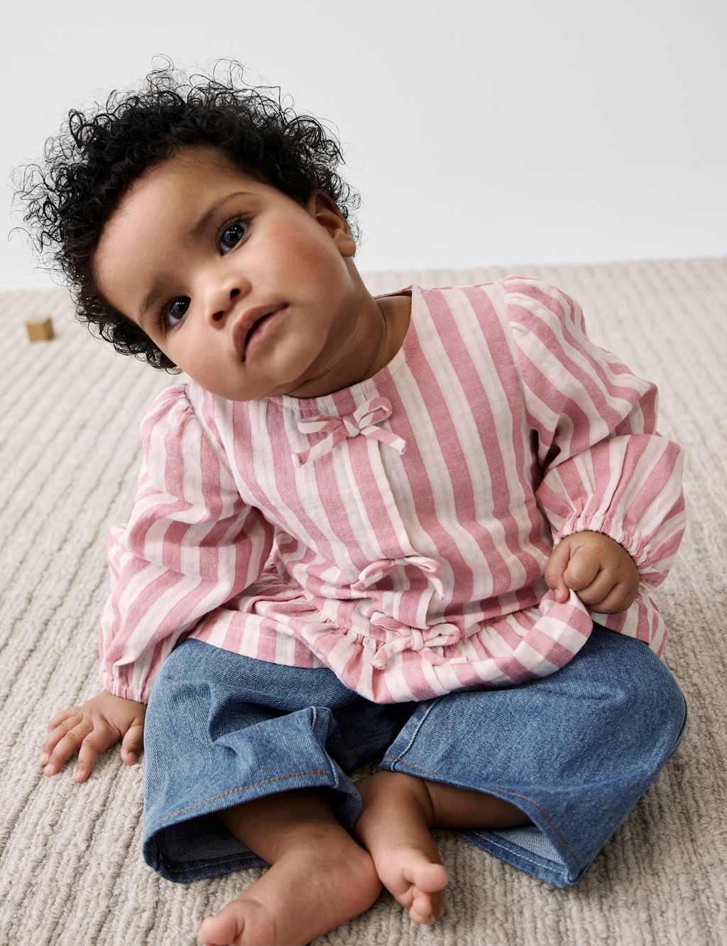 2pc Pure Cotton Striped Top & Jeans Outfit (0-6 Yrs)