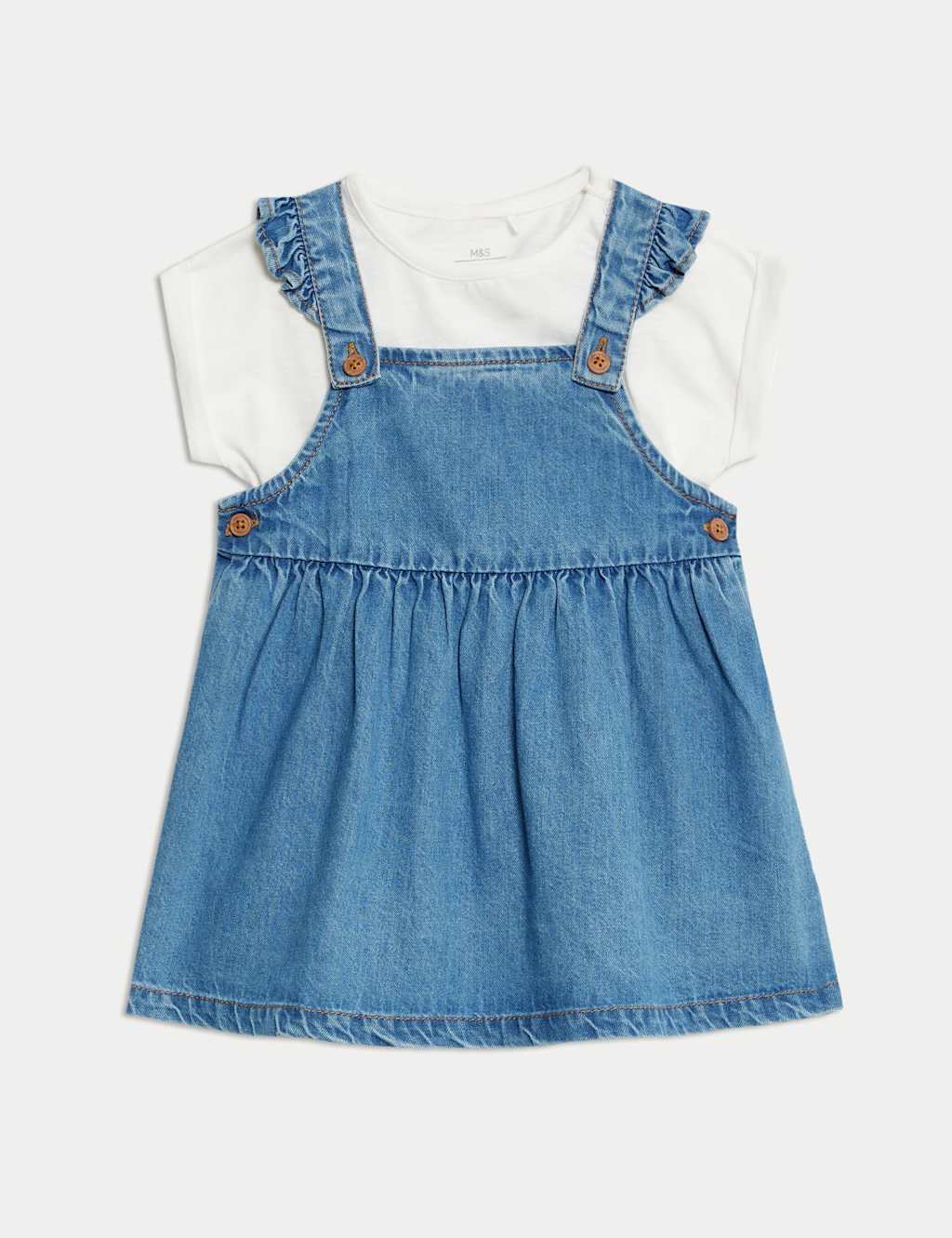 2pc Pure Cotton Denim Pinafore Outfit (0-3 Yrs)