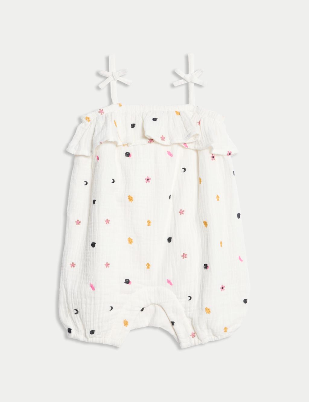 Pure Cotton Embroidered Romper (0-3 Yrs)