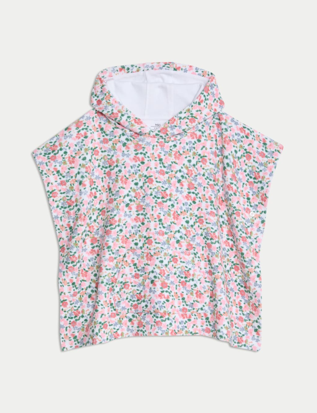 Pure Cotton Towelling Ditsy Floral Poncho (0-26 Mths)