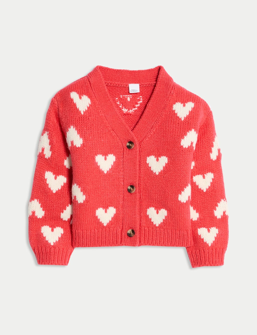 M&S Heart Print Cardigan (0 Mths - 6 Yrs) Red Mix