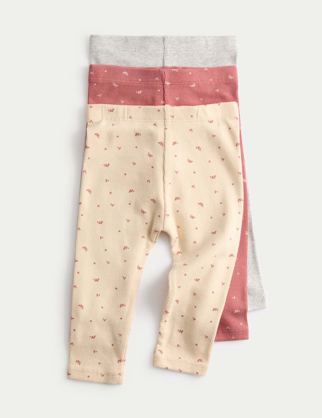 M&S 3pk Cotton Rich Leggings (0 Mths-3 Yrs) Multi