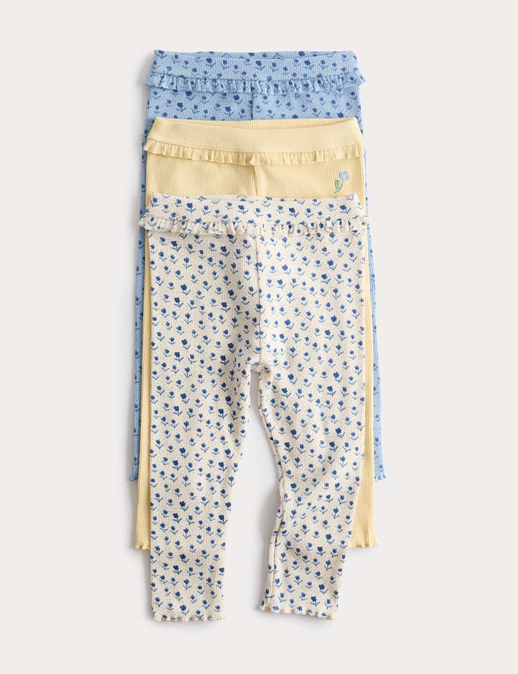 M&S Girls 3 Pack Cotton Rich Leggings (0-3 Yrs) - 3-6 Months - Multi