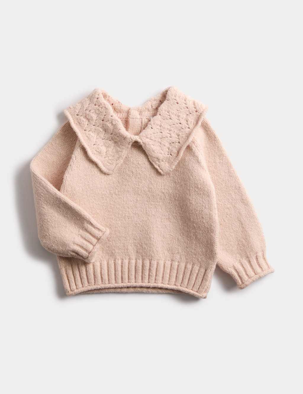 M&S Collection Girls Peter Pan Collar Jumper (0-3 yrs) - 12-18 - Pink, Pink