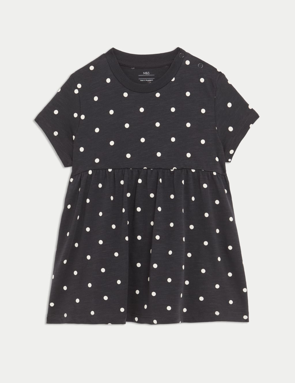 Pure Cotton Jersey Spotted Dress (0-3 Yrs)