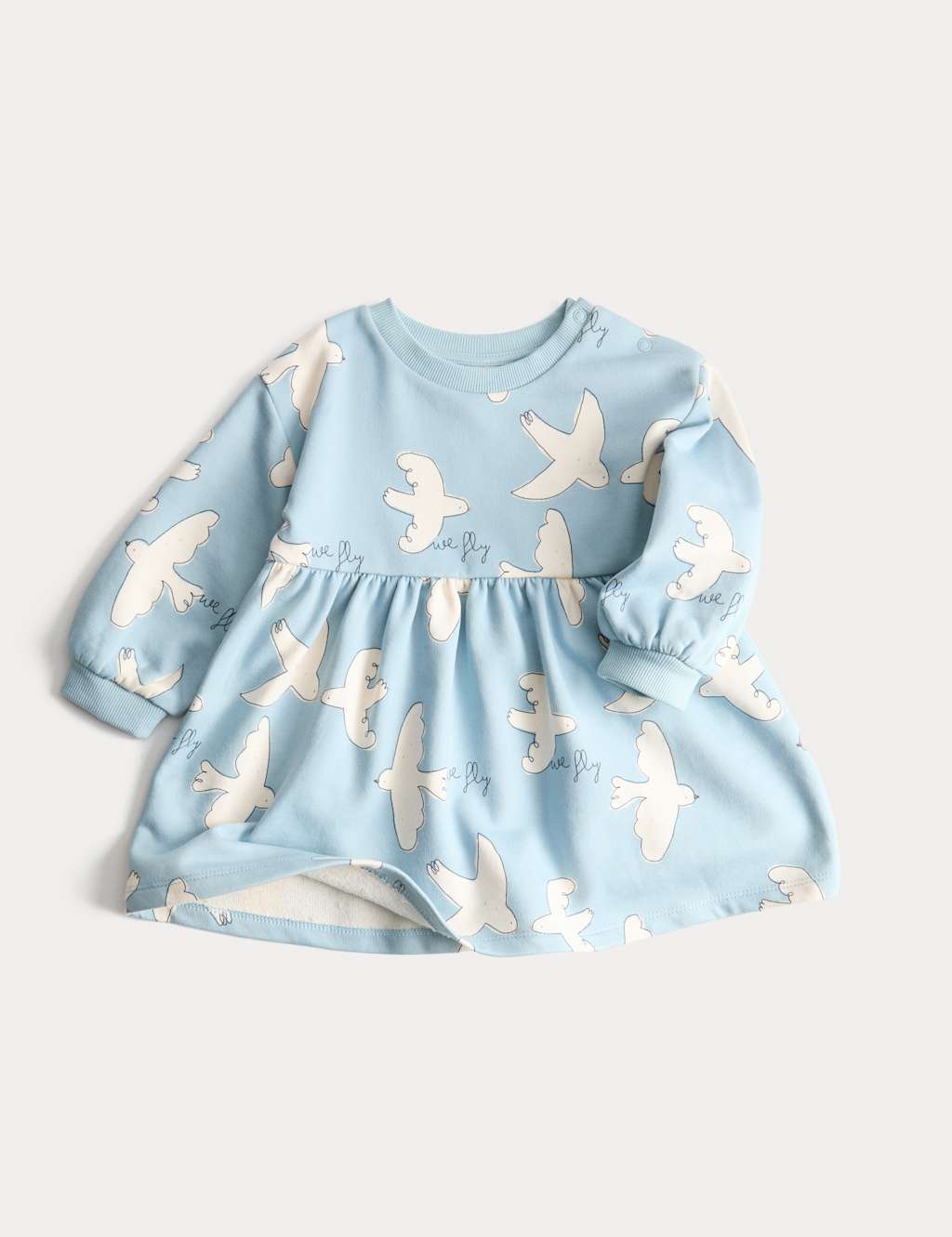 M&S Cotton Rich Jersey Dress (0-36 Mths) Blue Mix