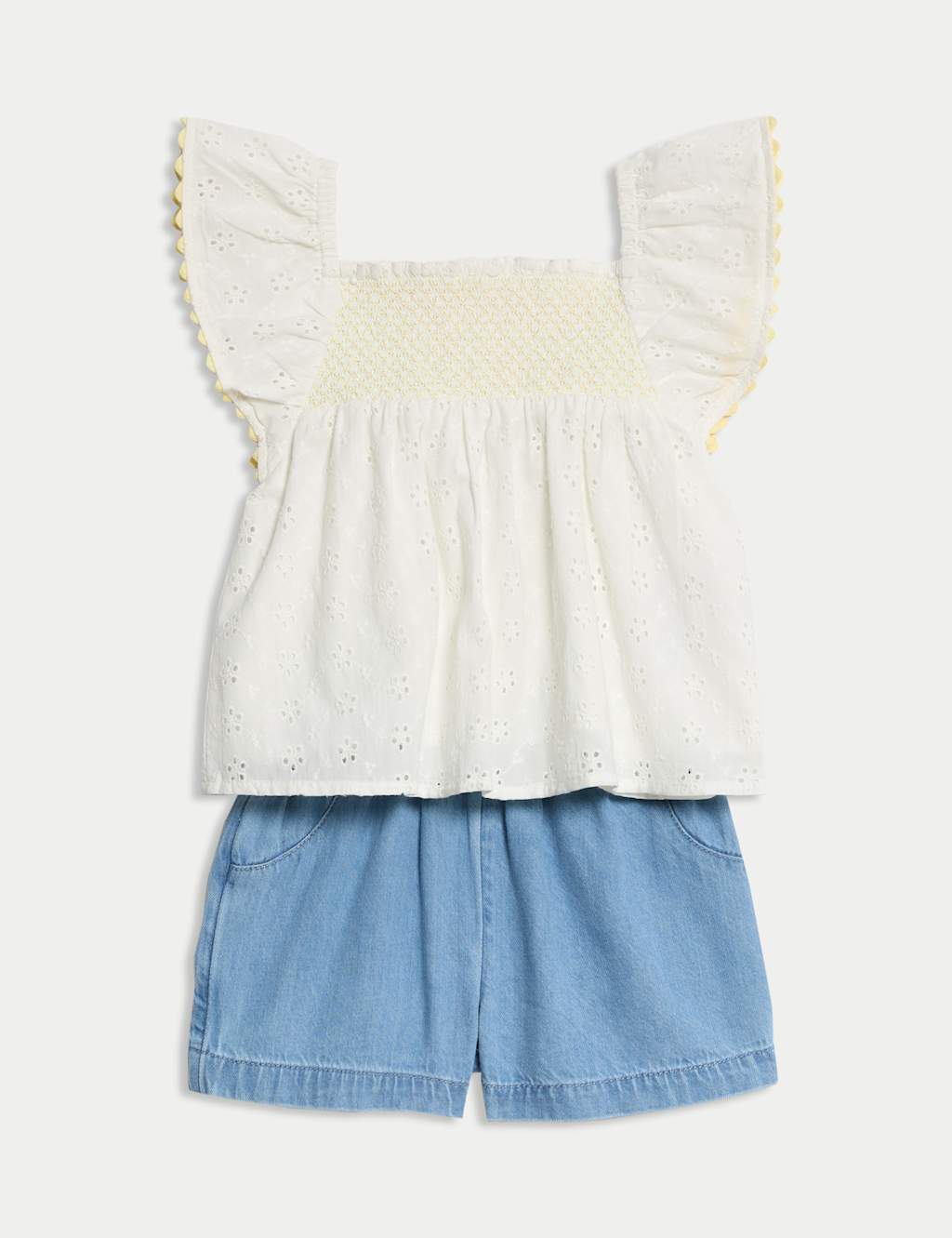 2pc Pure Cotton Broderie Outfit (0-6 Yrs)