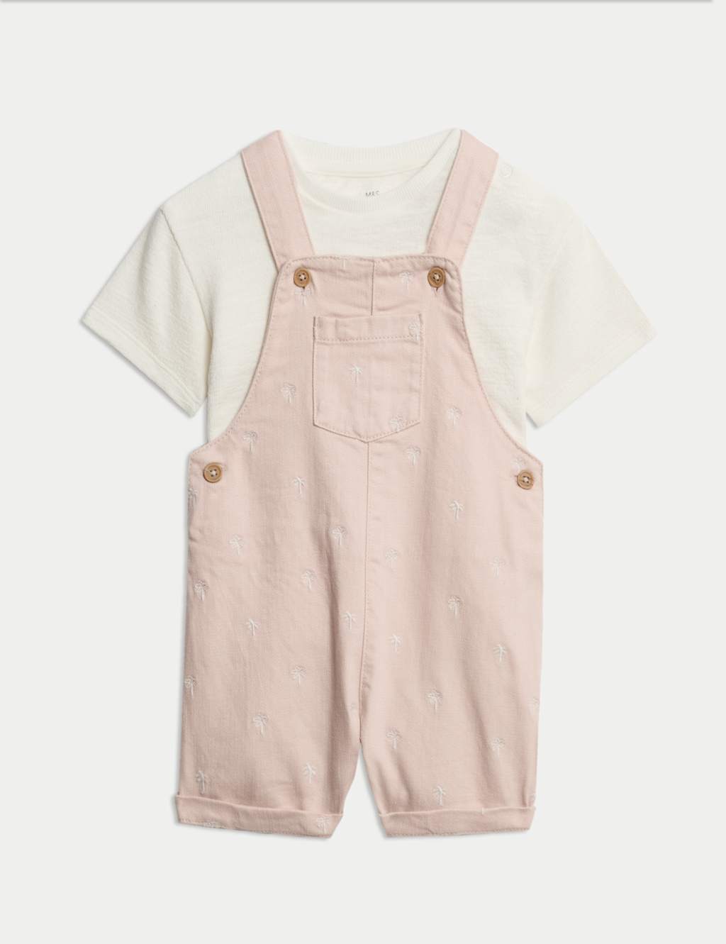 2pc Cotton Rich Embroidered Bibshort Outfit (0-2 Yrs)