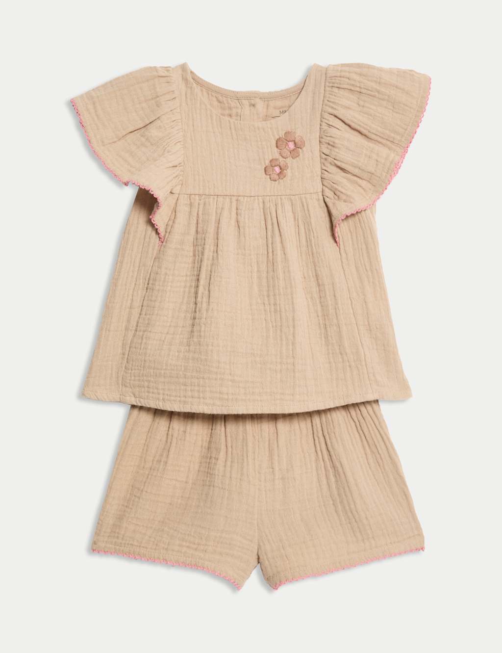 2pc Pure Cotton Frill Shorts Outfit (0-3 Yrs)