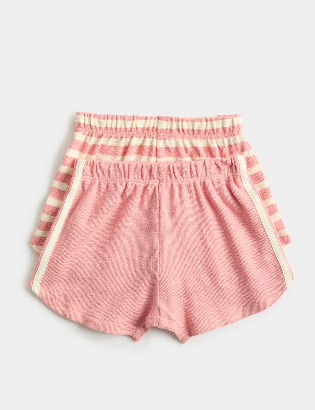 M&S Girls 2 Pack Pure Cotton Side Stripe Shorts (0-5 Yrs) - 2-3 Years - Pink Mix
