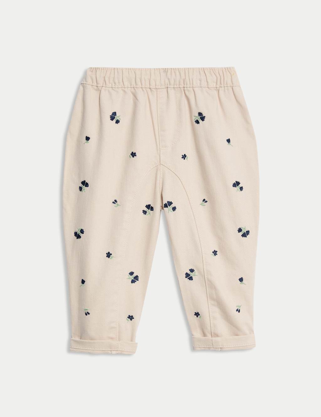 M&S Cotton Rich Floral Embroidered Jeans (0-6 Yrs) Cream Mix