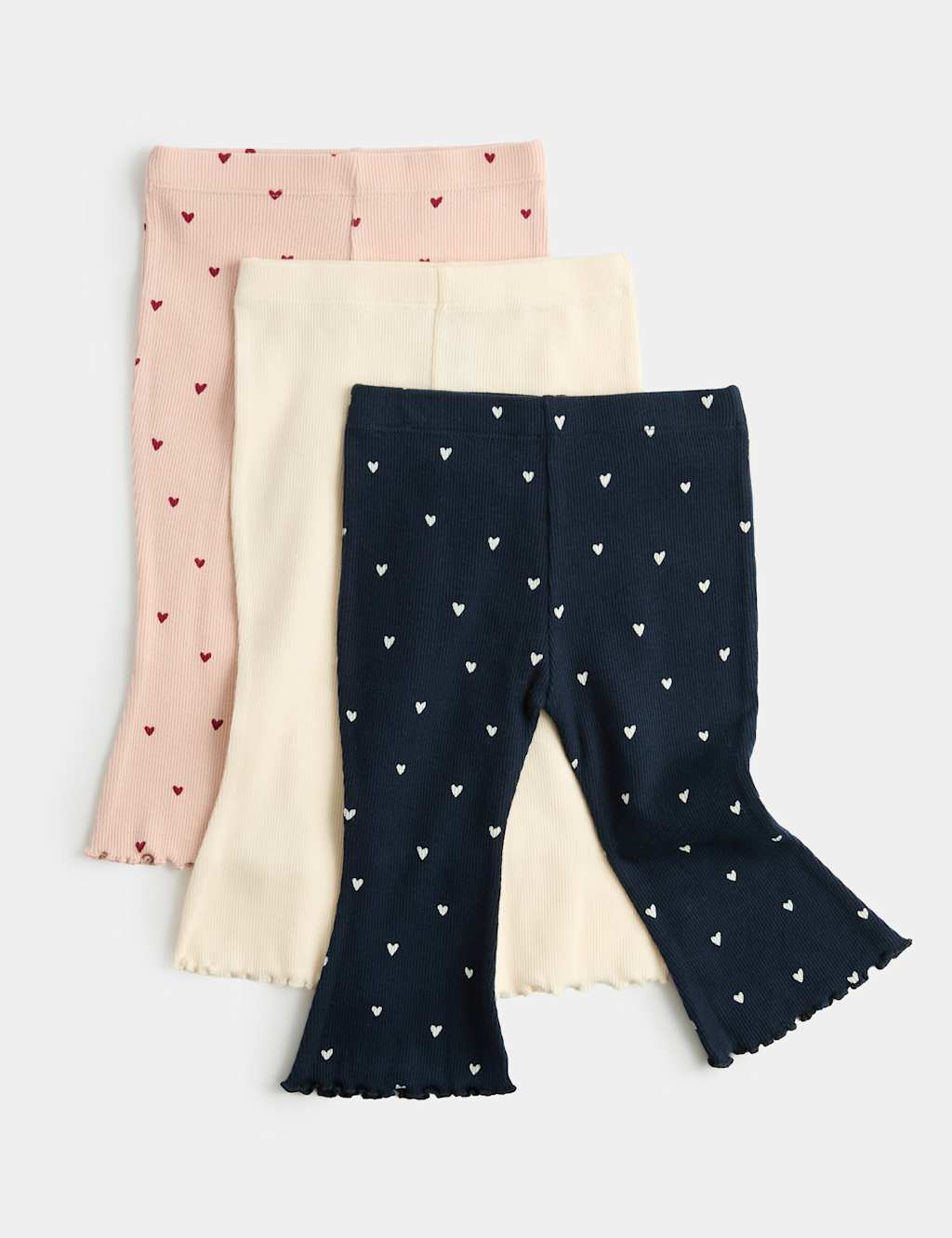 M&S Girls 3 Pack Cotton Rich Jersey Heart Leggings (0-5 Yrs) - 4-5 Years - Multi