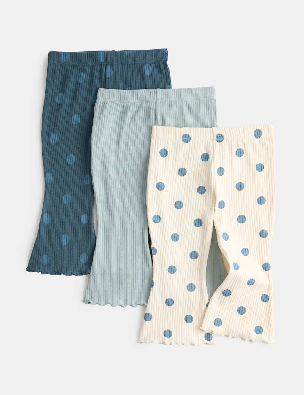 M&S Girls 3 Pack Cotton Rich Spotty Kickflare Leggings (0-5 Yrs) - 4-5 Years - Multi