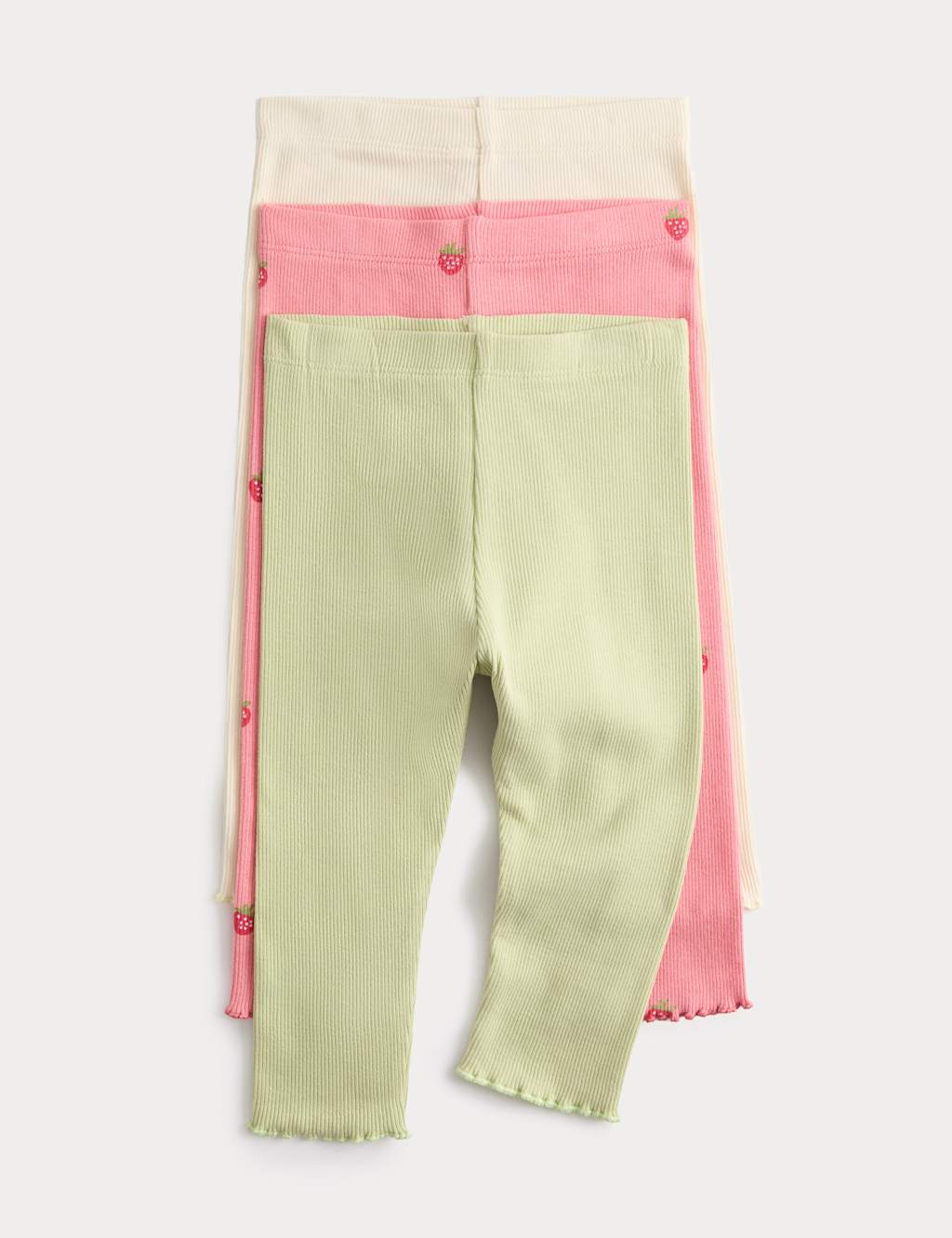 M&S Girls 3 Pack Cotton Rich Ribbed Leggings (0-3 Yrs) - 2-3 Years - Multi