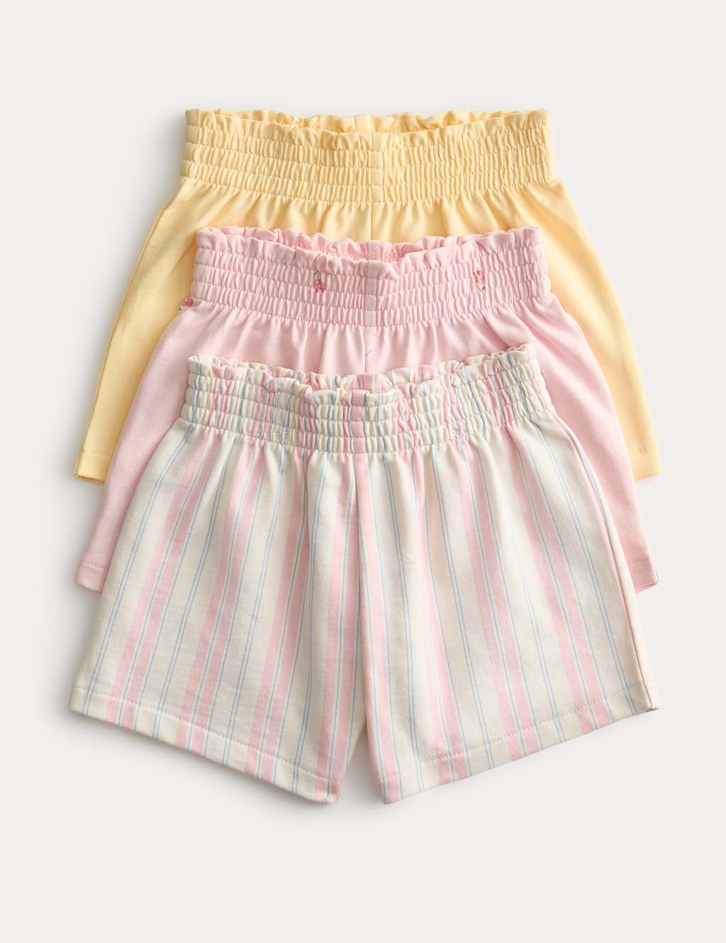 M&S Girls 3 Pack Pure Cotton Multi Pattern Shorts (0-5 Yrs) - 3-4 Years
