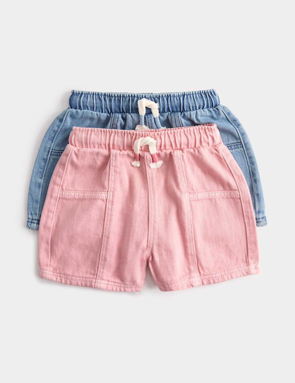 M&S Girls 2 Pack Denim Shorts (0 Months-5 Years) - 6-9 Months - Multi