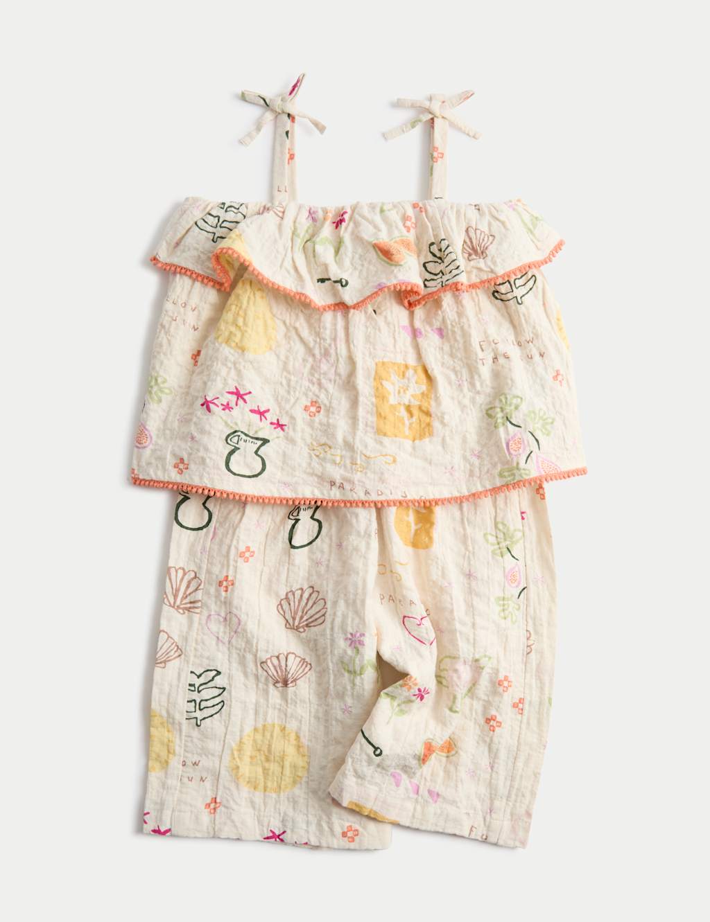 M&S Girls 2 Piece Cotton Rich Printed Outfit (0-5 Yrs) - 4-5 Years - Multi