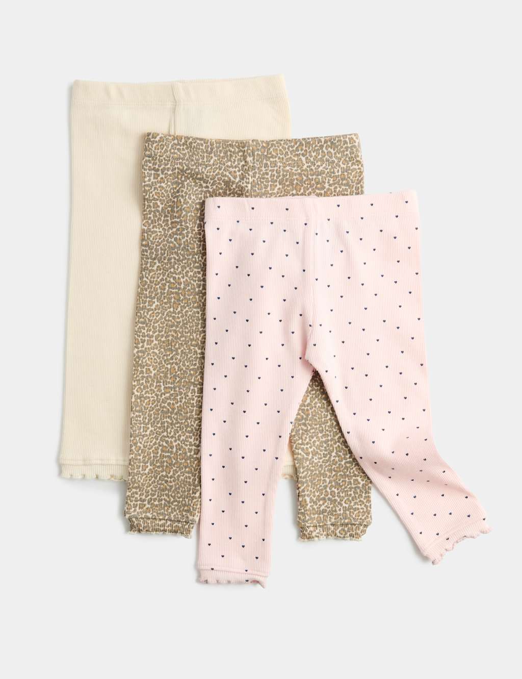 M&S Girls 3 Pack Cotton Rich Ribbed Leggings (0 Mths-5 Yrs) - 4-5 Years - Multi