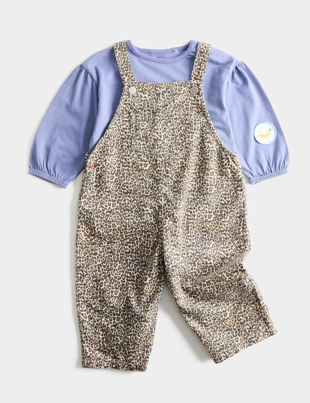 M&S Girls 2 Piece Pure Cotton Leopard Print Outfit (0-3 Yrs) - 0-3 Months - Multi