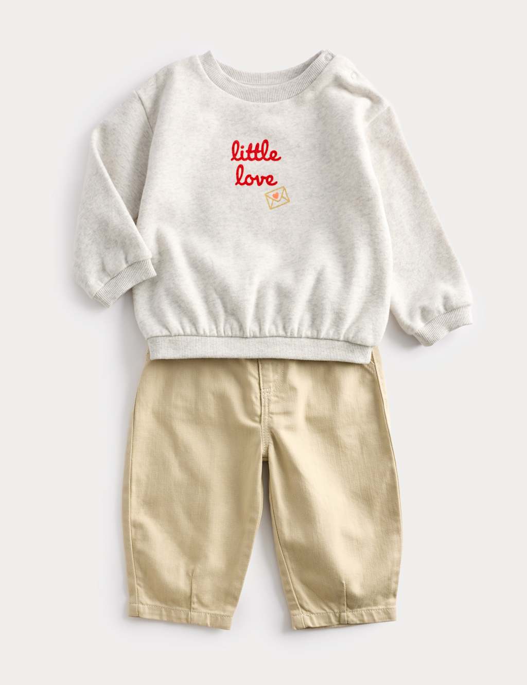 M&S Boys 2 Piece Cotton Rich Outfit (0-3 Yrs) - 6-9 Months - Cream