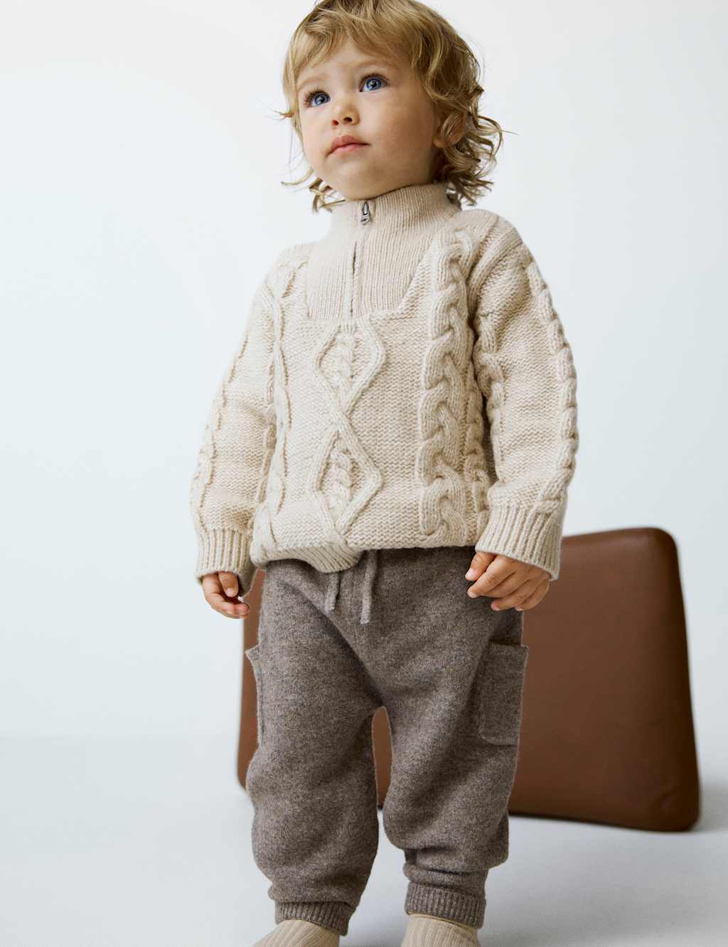 M&S Knitted Joggers (0-3 Yrs) Brown