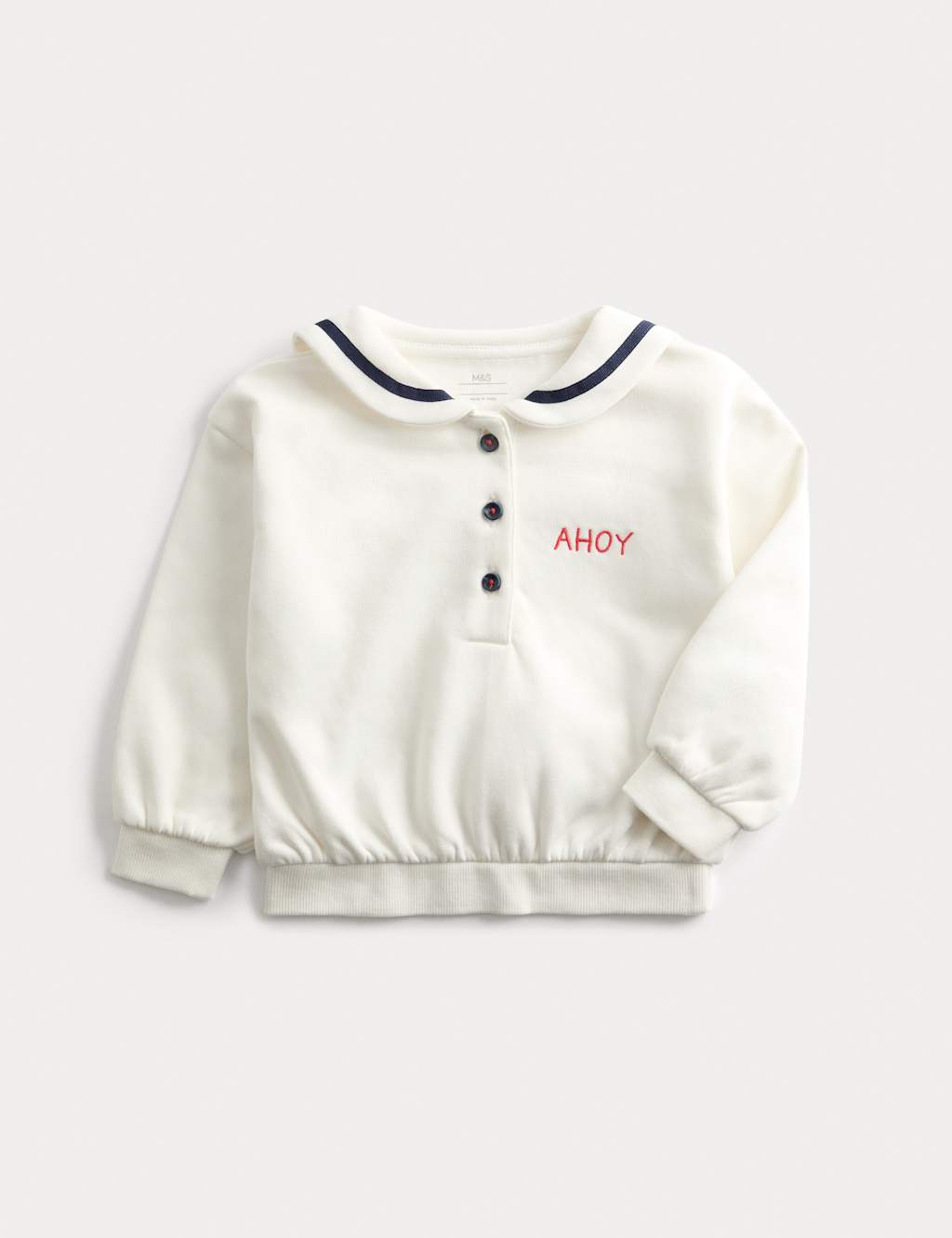 M&S Cotton Rich Sweatshirt (0 Mths-3 Yrs) White