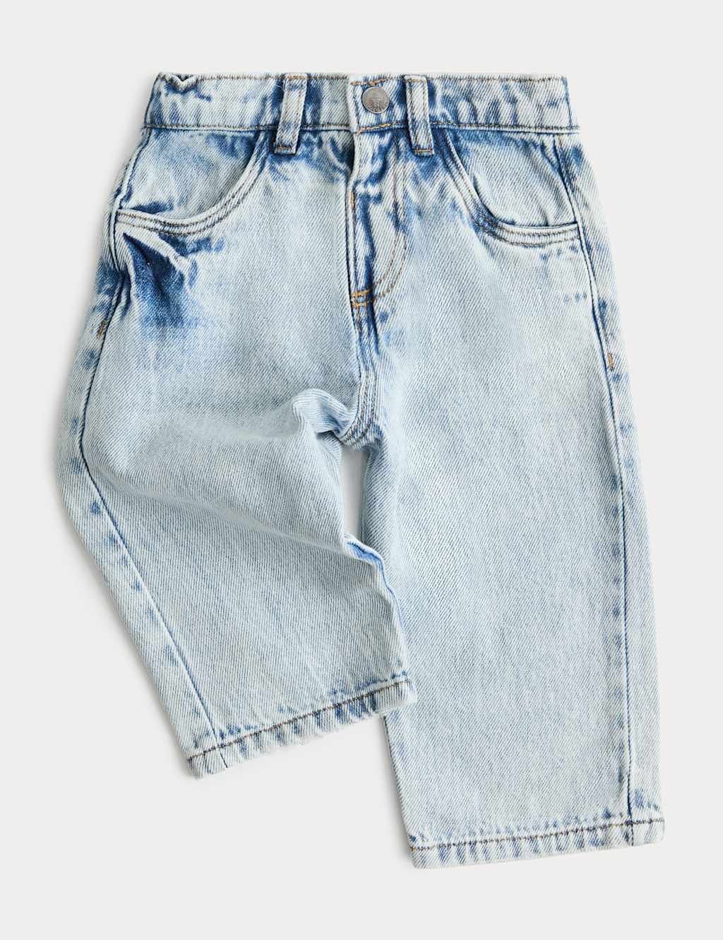 M&S Boys Pure Cotton Carrot Jeans (0-5 Yrs) - 6-9 Months - Denim