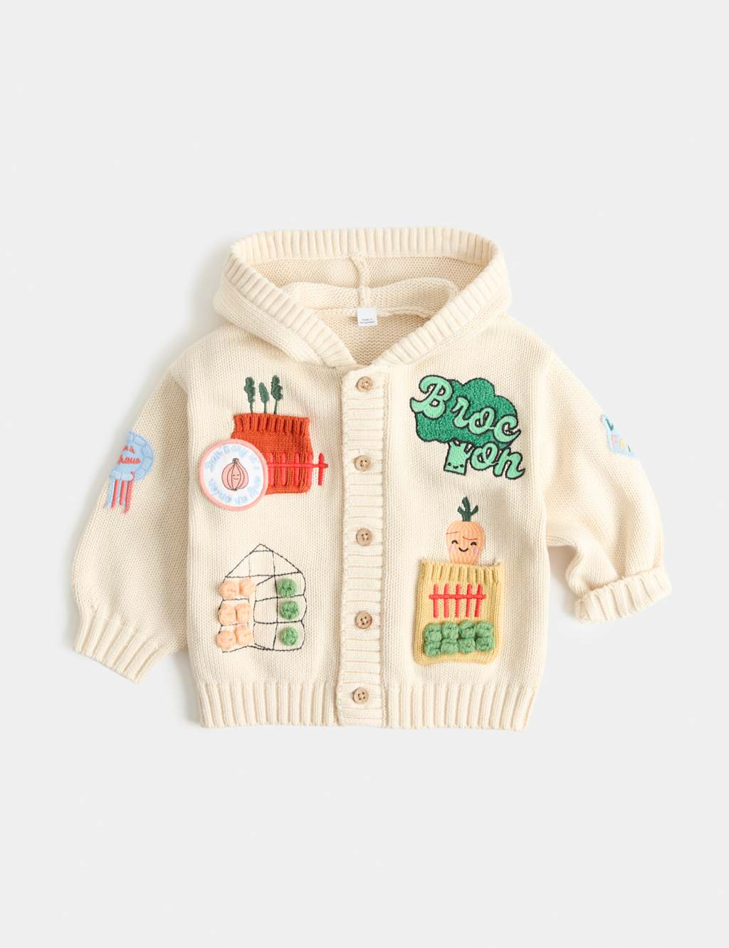 M&S Boys Pure Cotton Knitted Cardigan (0-5 Yrs) - 2-3 Years - Cream Mix