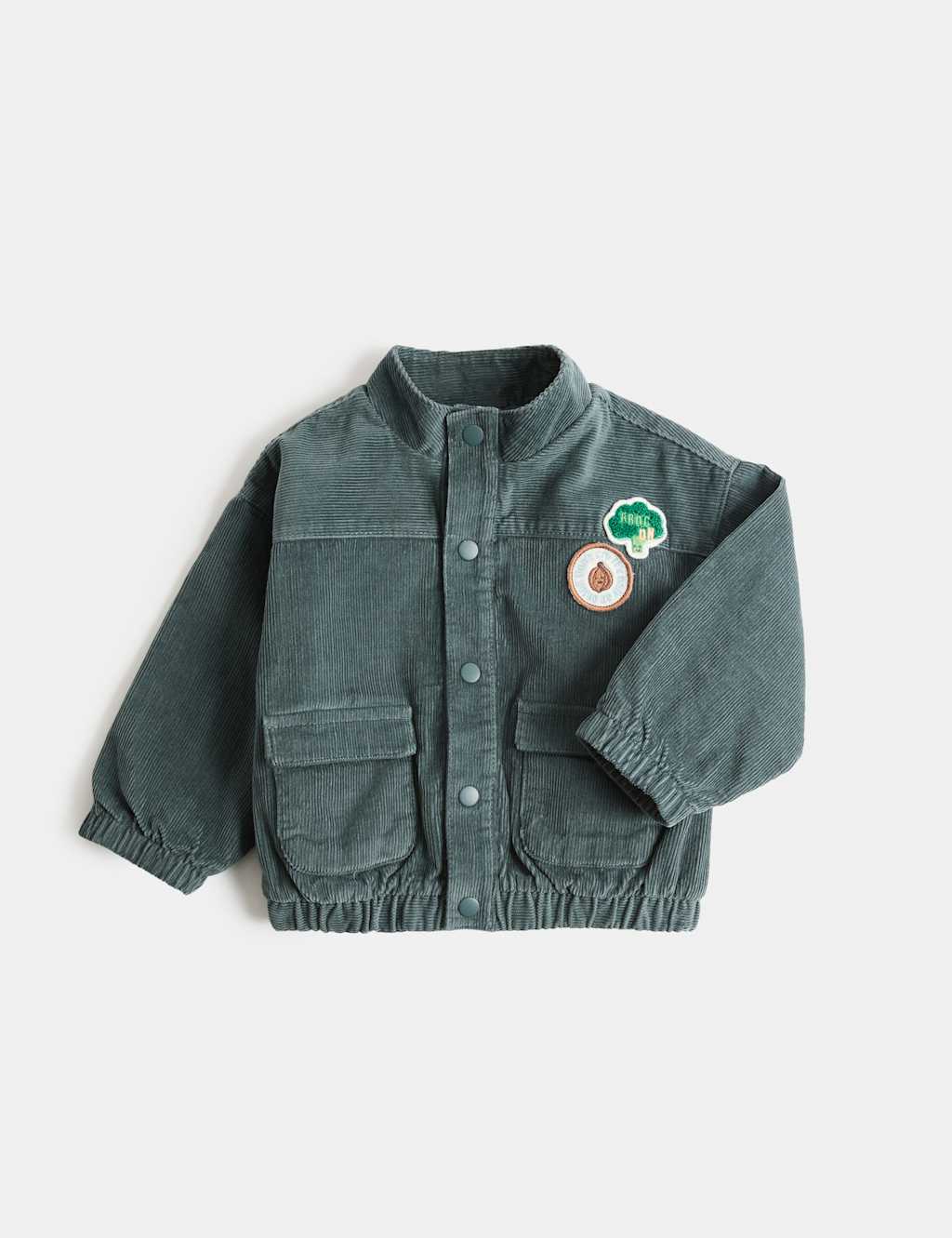 M&S Boys Pure Cotton Cord Badge Jacket (0-5 Yrs) - 4-5 Years - Blue Mix