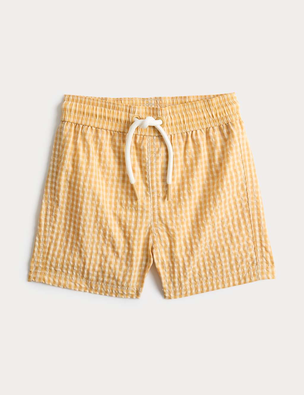 M&S Boys Gingham Seersucker Swim Shorts (0-3 Yrs) - 0-3 Months - Yellow