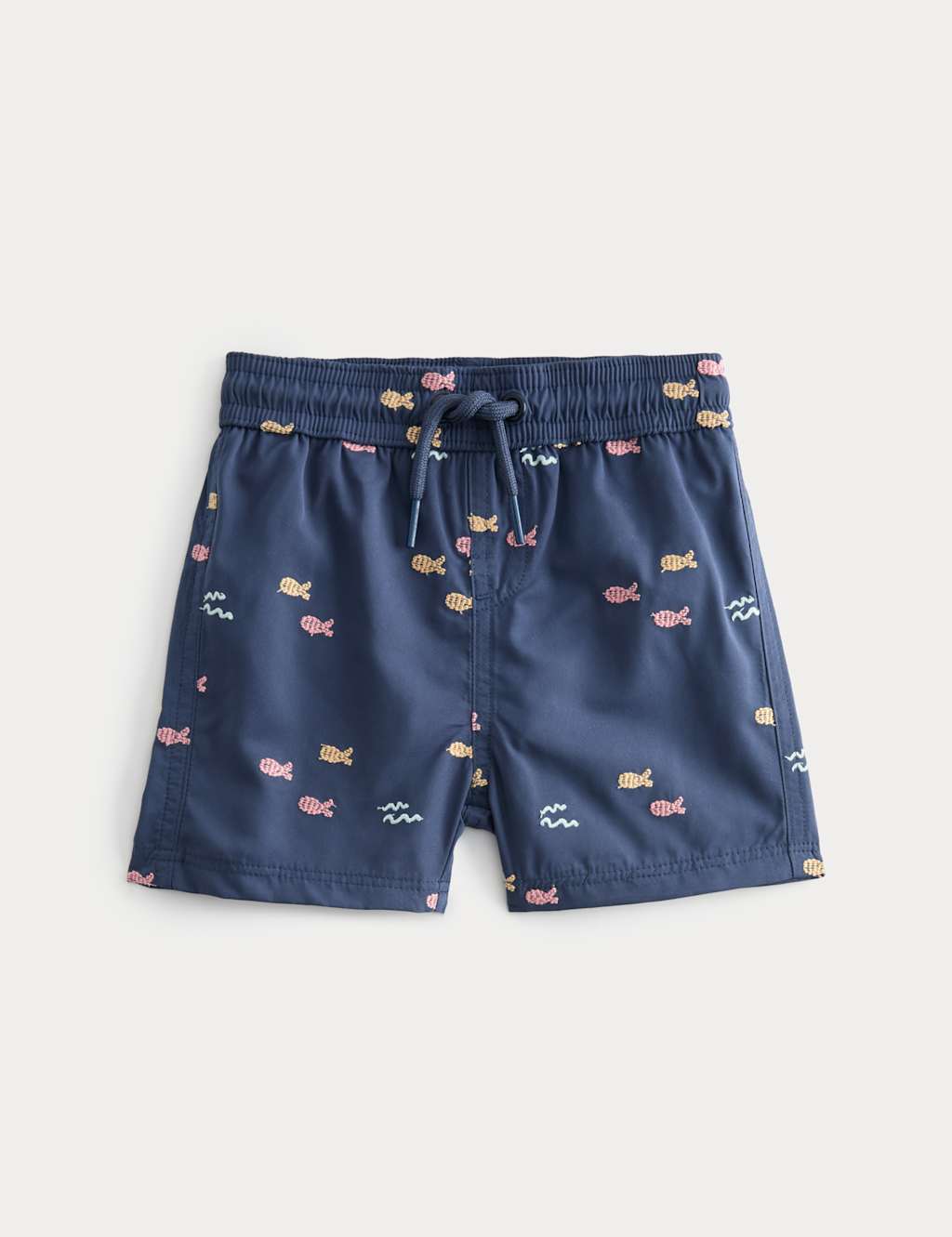 M&S Boys Fish Embroidered Navy Swim Shorts (0-5 Yrs) - 2-3 Years - Navy Mix