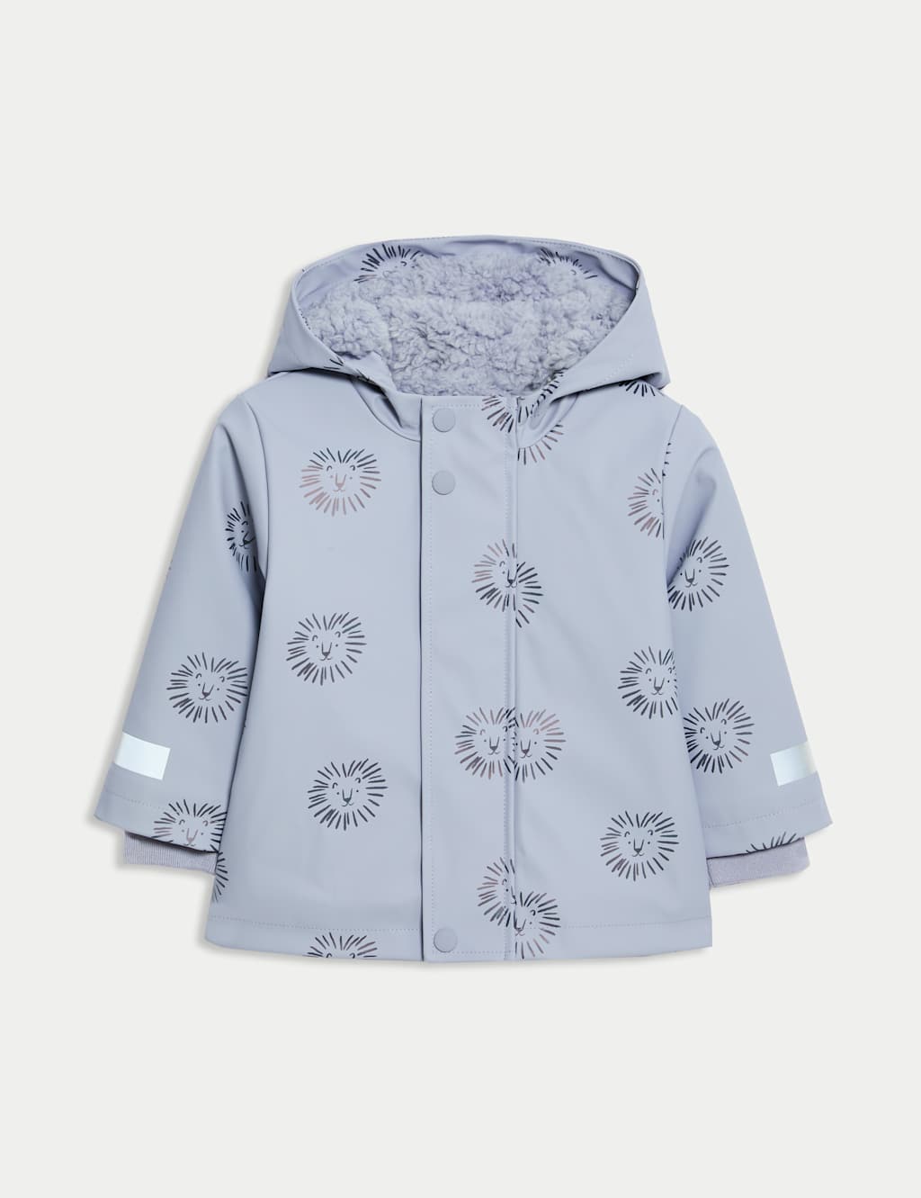 M&S Collection Boys Lion Print Borg Lined Raincoat (3 Mths-3 Yrs) - 12-18 - Light Slate, Light Slate