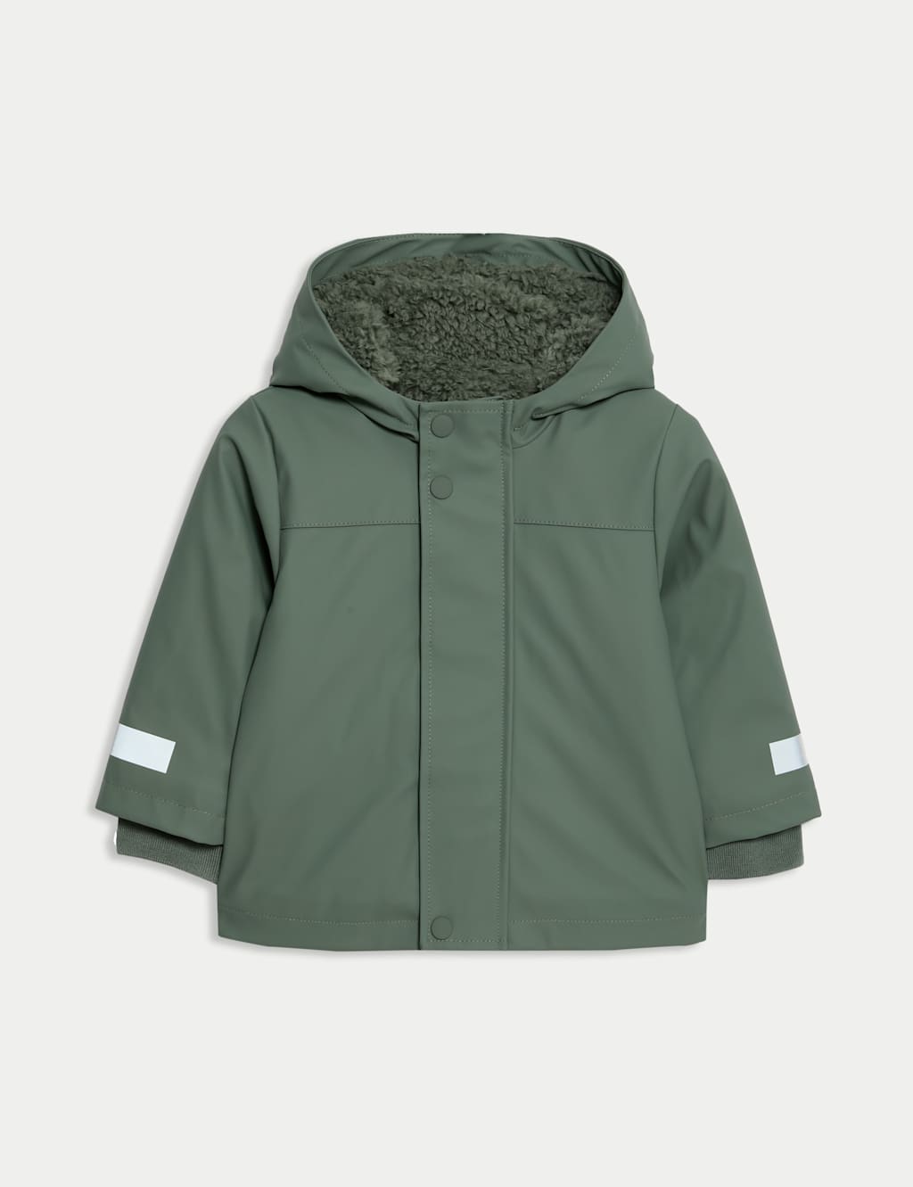 M&S Collection Boys Stormwear™ Hooded Borg Lined Plain Fisherman Coat (3 Mths-3 Yrs) - 6-9 M - Khaki, Khaki