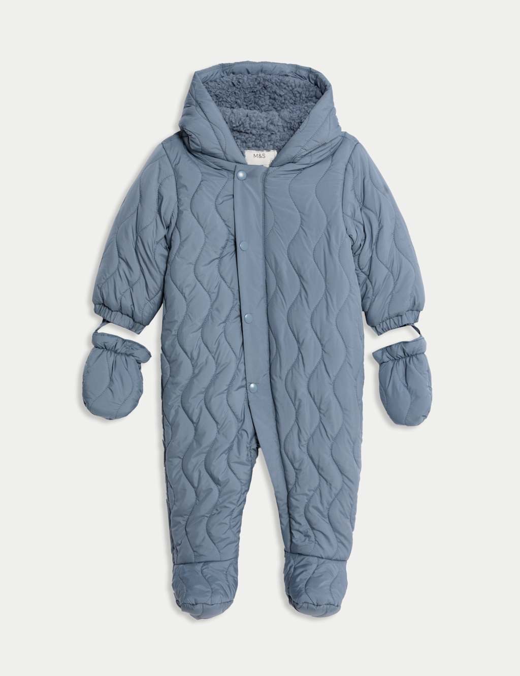 M&S Collection Boys Quilted Snowsuit (0-3 Yrs) - 12-18 - Blue, Blue